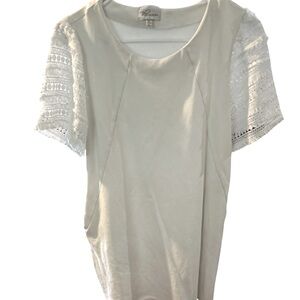 White Lace Dress Sleeve Top PTP 19 L 31